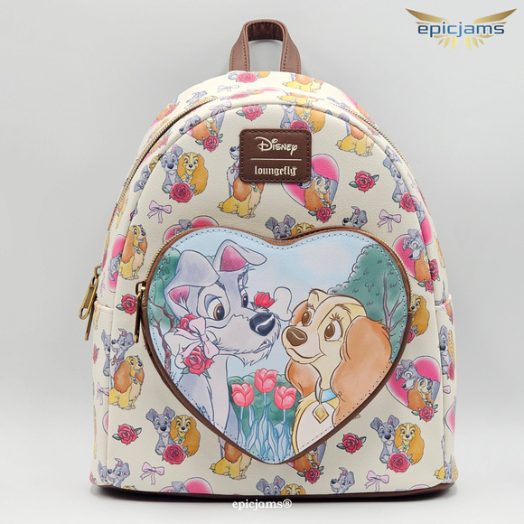 Loungefly Disney Lady And The Tramp Hearts & Roses Floral Love Mini Backpack Bag - Picture 1 of 6